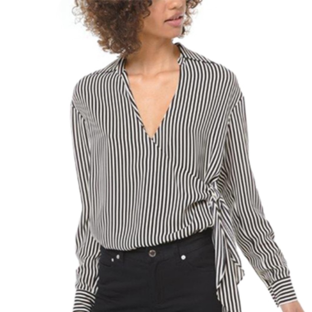 Michael Kors Striped Tie Blouse